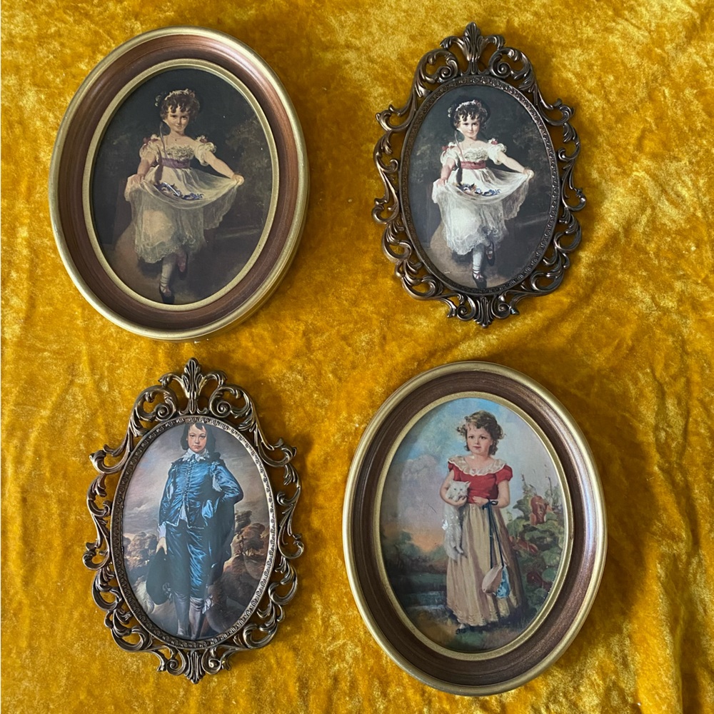 Lot of 4 Vintage Picture frames with Victorian kid